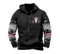 Mens Hoodies Western Aztec Hooded Sweatshirt Vintage Printed Graphic Hoodie Patchwork Jumpers with Pocket Regular Fit Pullover Casual Gym Tops for Men (Black #2, XL)