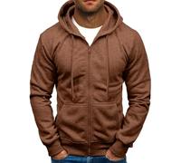 Mens Hoodies With Zip Branded Comfy Sweatshirt Autumn Jackets Long Sleeve Zipped Jumper Top Sweaters Cardigan with Pockets S-3XL Coffee