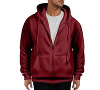 Mens Hoodies Zip Oversized Tops Casual Fashion Sweatshirt Solid Color Pullover Long line Work Jumpers 2024 My-Order Essentials Wine Hoodie for Men Uk XXL