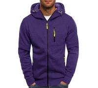 Mens Hoodies Zip Up Hoodie Jacket Slim Fit Hooded Sweatshirts Zipper Pockets Long Sleeve Sport Coat Hoody Y2K Top Running Jackets Pullover Sportswear Golf Jumpers Winter Casual Wear Purple