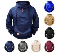 mens hoodies zip up Hoodies for Men Uk Casual Hooded Sweatshirt Long Sleeve 1/4 Zip Up Drawstring Vintage Pullover Tops Solid Outdoor Sports Work Hoodie with Pockets,Navy,L