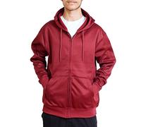 Mens Hoodies Zip Up Long Sleeve Hoody - 100% Polyester Hooded Sweatshirt for Men with Pockets - Maroon - Large