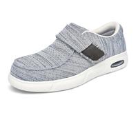 Mens Hook and Loop Boots Slip on Walking Shoes Extra Wide On Trainers for Men Comfy Orthopedic Footwear for Swollen Feet Air Cushion,Grey,46 EU