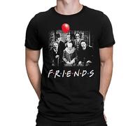 Men's Horror Friends T-Shirt, Freddy Krueger Jason Voorhees Pennywise Halloween Tee Men's T Shirt Fashion Casual Cool Tee Shirts Black L
