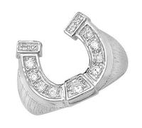 Men's Horseshoe Ring, 925 Sterling Silver, Rhodium Plated 15mm Band, 8.5g (T)