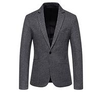Mens Houndstooth Jacket Mens Check Blazers Regular Fit Lightweight Suit Blazer One Button Jacket Tuxedo Casual Sports Coats Classic Fit Blazer Plaid Business Sports Coat Stripe Lapel Prom Coat