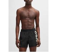 Men's HUGO ABAS Mens Logo-Print Swim Shorts in Quick-Dry Fabric NOS - Black