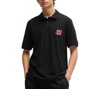 Men's Hugo Double Logo Polo Shirt in Black