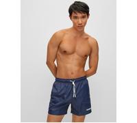 Hugo HAITI Mens Quick-Drying Swim Shorts In Recycled Fabric With Logo - Blue polyamide - Size Large