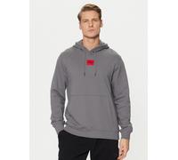 Mens HUGO Hoodie Dark Grey Pullover With Logo - Daratschi214
