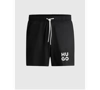 Men's HUGO PAOL Mens Fully Lined Swim Shorts with Stacked Logo - Black