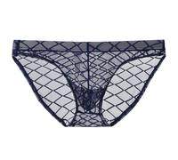 Men's Humorous Men's Exotic Apparel Comfortable Breathable Mesh Underwear For Daily Wear Home Leisure Outdoor Hiking Triangle Cut Pure Color Design Dress Men Heavy Weight, dark blue, M