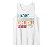 Mens Husband Dad Hog Hunter Legend Father's Day Funny Hog Hunting Tank Top