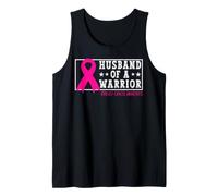 Mens Husband of a Warrior Breast Cancer Awareness Ribbon Pink Tank Top