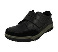 Mens Hush Puppies Leather Cushioned Insole Hook Loop Shoes "Fabian Double Strap"