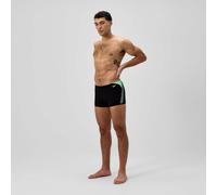 Speedo Men's Hyperboom Splice Aquashort Swimming Trunks| Quick Drying | Training | Fitness | Chlorine Resistant, Black/Alfalfa Green, 34