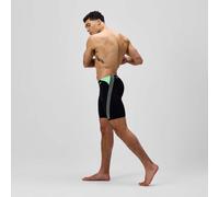 Speedo Men's Hyperboom Splice Jammer Swimming Trunks | Quick Drying | Training | Fitness | Chlorine Resistant, Black/Alfalfa Green, 40