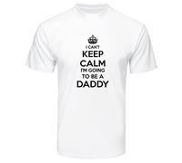 Mens I Can't Keep Calm I'm Going to Be Daddy Funny Tshirt Baby Present Gift, White/Black Print, 3XL