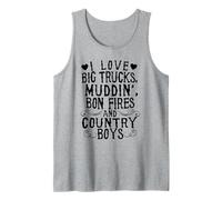 Mens I Love Big Trucks Muddin Bon Fires and Country Boys Tank Top