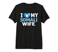 Mens I Love My Somali Wife Flag Heart Design Premium T-Shirt