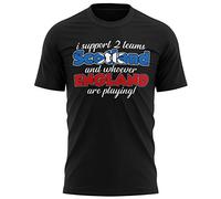 Mens I Support 2 Teams Scotland and Whoever England are Playing T Shirt - Funny Rugby Rivalry Gifts for Him - Scottish Fans, 2XL, Black