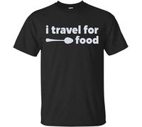 Men's I Travel for Food Mark Wiens T-Shirt All Seasons Suitable Clothes Tee Shirt Black