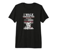 Mens I Walk Through Fire Isaiah 43 2 Firefighter Flag Premium T-Shirt