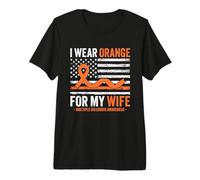Mens I Wear Orange for My Wife Multiple Sclerosis Awareness Premium T-Shirt