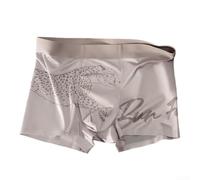 Men's Ice Silk Boxer Briefs, Thin Breathable Comfortable Four-Corner Shorts Trendy Unique Design, Lightweight Summer Underwear(XL Gray)