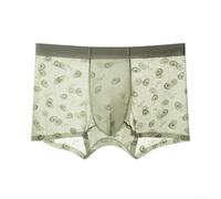 Men's Ice Silk Boxer Briefs, Ultra-Thin Seamless Underwear with U Pouch, Breathable Jacquard Print Trunks for Summer Sports, Green(XL Green)