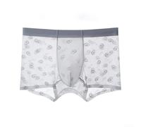 Men's Ice Silk Boxer Briefs, Ultra-Thin Seamless Underwear with U Pouch, Breathable Jacquard Print Trunks for Summer Sports, Green(XXXXL Gray)