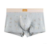 Men's Ice Silk Boxer Briefs with Butterfly Print - High Elastic U Pouch Underpants for Sleep - L to 3XL(Light Gray L)