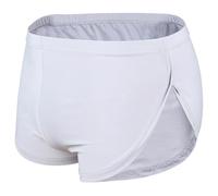 Men's Ice Silk Boxer Shorts, Seamless Low Rise Split Side Trunk Shorts for Boyfriend, Breathable Thin U Convex Home Casual Pouch Pants, Solid Color Quick Dry Daily Lingerie Briefs Hipsters Underwear