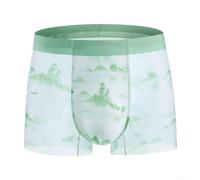 Men's Ice Silk Boxer Shorts, Seamless Ultra-Thin Breathable Underwear with U Convex Pouch, Quick Dry Print Trunks for Sports Sleep(4XL Green)