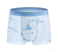 Men's Ice Silk Boxer Shorts, Seamless Ultra-Thin Breathable Underwear with U Convex Pouch, Quick Dry Print Trunks for Sports Sleep(2XL Blue)