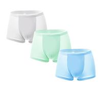 Men's Ice Silk Breathable Underwear,silk Boxer Briefs Seamless Ultra-Thin Transparent Breathable Boxer Shorts,Large Size Quick-dry Butt-Lifting Full Transparent Boxer Briefs With Pouch(3pcsc,XXL)
