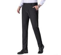 Men's Ice Silk Dress Pants Slim fits Straight Leg Formal Trousers Stretchy Business Work Office Casual Full Length Summer Thin Suit Pants for Men Black(34 Black)