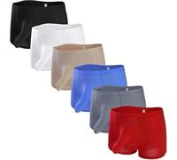 Mens Ice Silk Elephant Nose Trunk Boxer Underwear Sexy U Bulge Underpants Enhancing Bulge Separated Pouch Shorts (Colorful-6PCS,L)