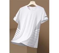 Men's Ice Silk Mesh T-Shirt Round Neck Short Sleeve Polyester Breathable Loose Fit Regular Length For Home Club Daily Vacation Use(XL White)