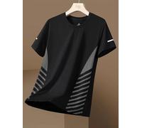 Men's Ice Silk Mesh T-Shirt Round Neck Short Sleeve Polyester Breathable Loose Fit Regular Length For Home Club Daily Vacation Use(XXXXXL Black)