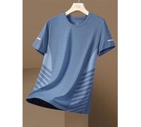 Men's Ice Silk Mesh T-Shirt Round Neck Short Sleeve Polyester Breathable Loose Fit Regular Length For Home Club Daily Vacation Use(XXXXL Blue)