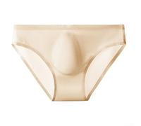 Mens Ice Silk Seamless Low Rise Briefs Ultrathin Breathable Underwear Underpants Soft Quick Dry Material for All Day Comfort (L Apricot)