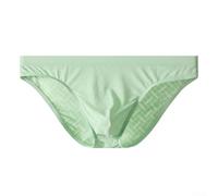 Men's Ice Silk Sheer Briefs Low Rise Bulge Pouch Breathable Underwear Plaid Pattern Soft Stretchy Triangle Panties for Daily Wear Comfort Fit M-2XL White(L Green)