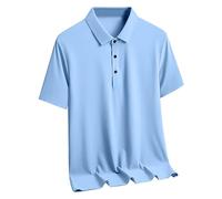 Men's Ice Silk Short Sleeved Polo Shirts Breathable Quick Dry Lightweight Sportwear Casual Tee Slim Fit Golf Polos T Shirts Button Down Pullover Lapel Button Solid Tops Comfortable Running Sportwear