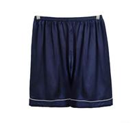 Men's Ice Silk Sleeping Shorts Thin Loose Fit Mid-Rise Elastic Waist Pajama Short Pants for Summer Solid Color Knee Length Loungewear Red Dark Blue White(2XL Dark Blue)