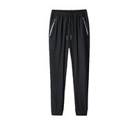 Men's Ice Silk Sports Trousers, Ice Silk Boys'Jogging Bottoms, Elastic Trousers, Training Trouser, Stretch Jogging Bottoms for Men, Loose Fit, Straight Cut, Casual Pants with Zip Pockets