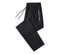 Men's Ice Silk Sports Trousers, Stretch Jogging Bottoms for Men, Quick-Drying Sweatpants, Loose Fit, Straight Leisure Trousers, Outdoor Lightweight Training Trousers with Zip Pockets, Relaxing