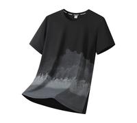 Men's Ice Silk Tie Dye Gradient Crew Neck Casual Summer T-Shirt, black, L