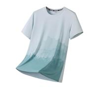 Men's Ice Silk Tie Dye Gradient Crew Neck Casual Summer T-Shirt, gray, XXL