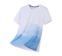 Men's Ice Silk Tie Dye Gradient Crew Neck Casual Summer T-Shirt, White, 5XL